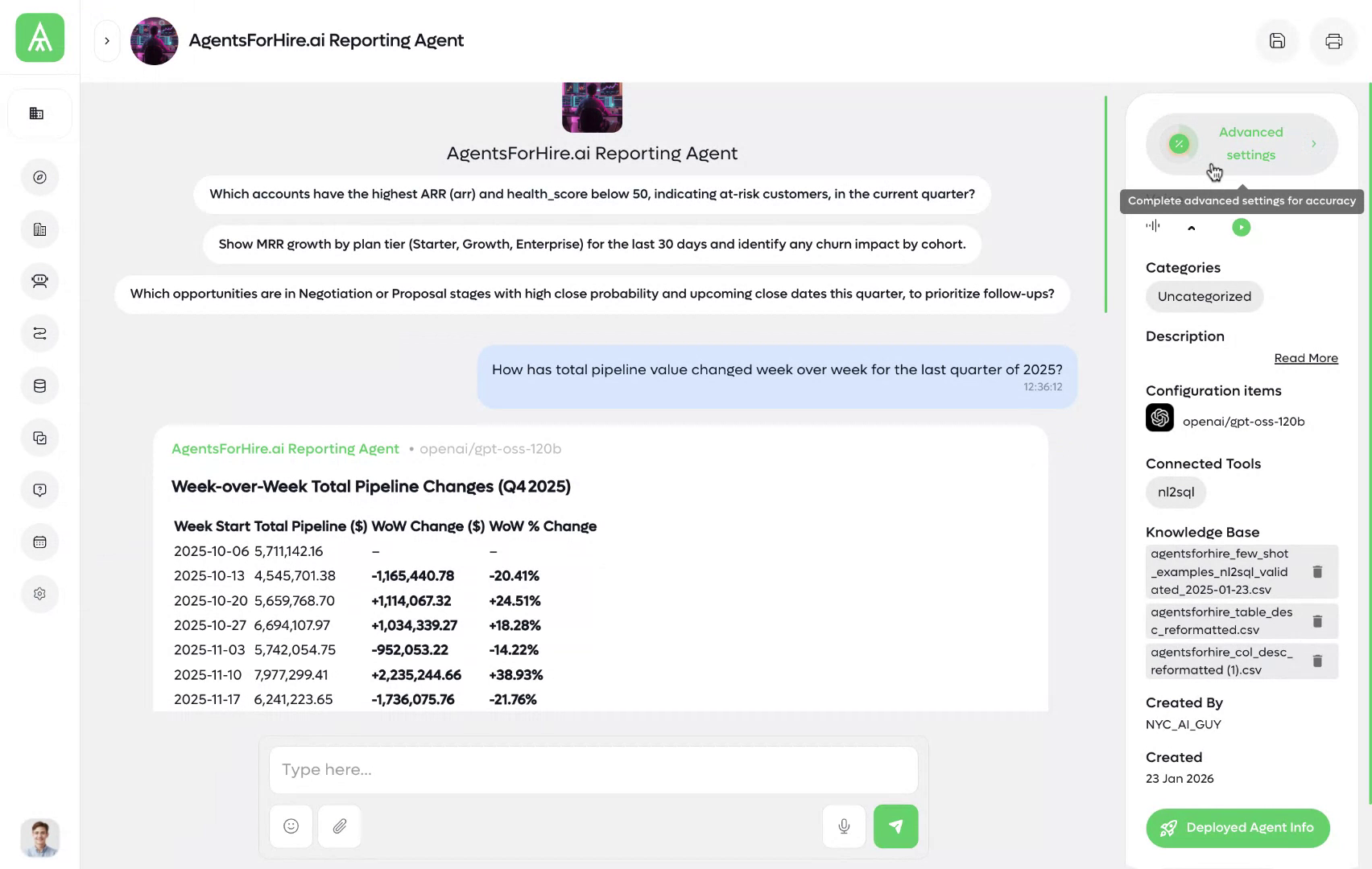 Configure agent