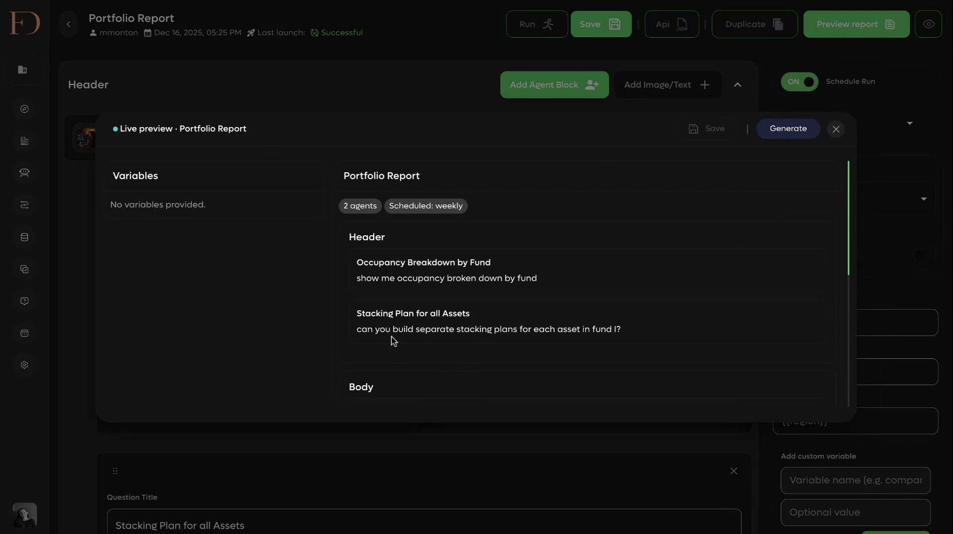 Completed report view