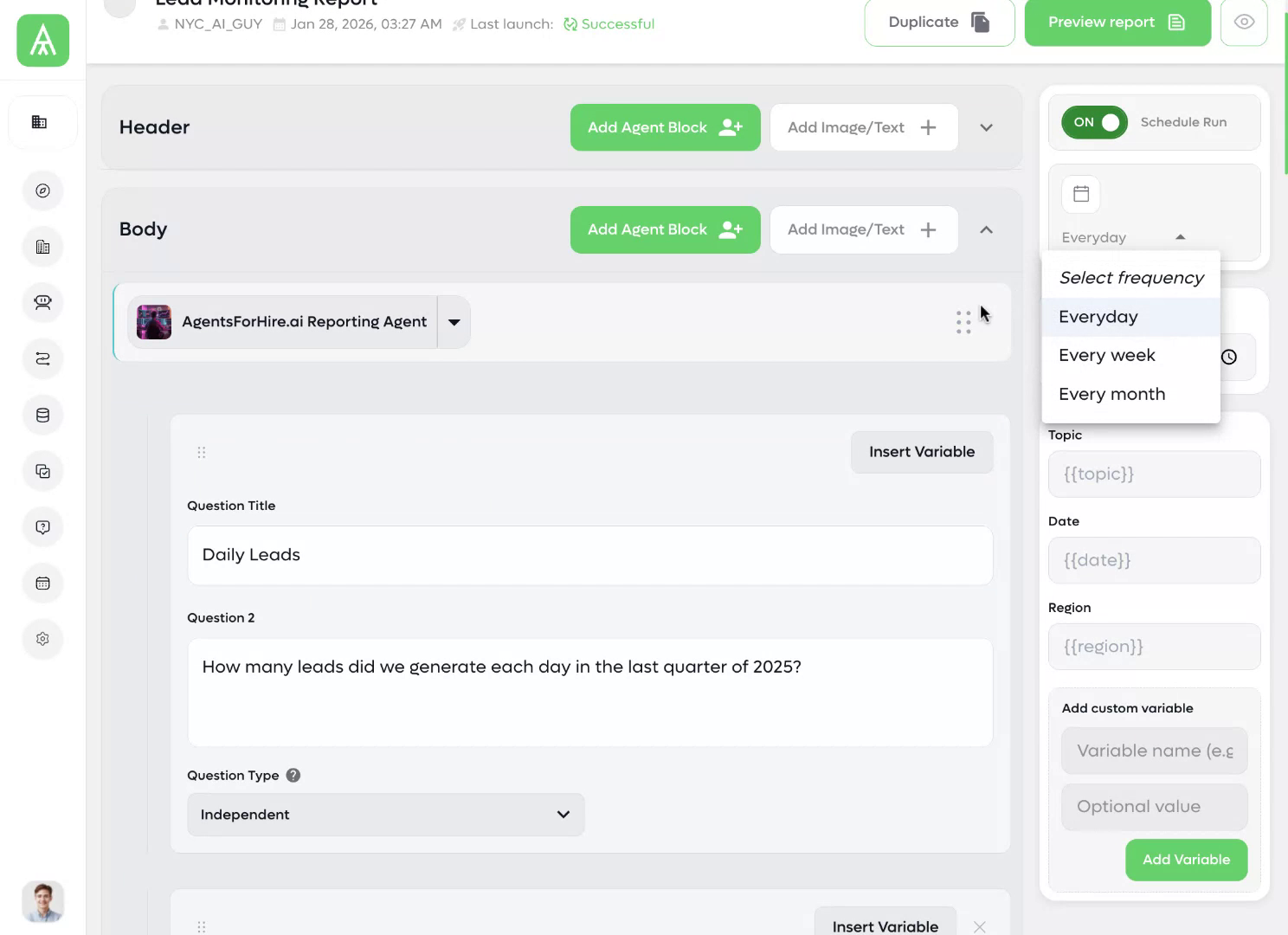Schedule cadence